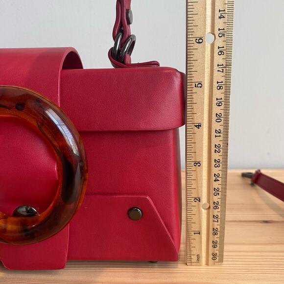 Like Dreams Agatha Mini Vegan Leather Structured Satchel Bag Red - Picture 15 of 16